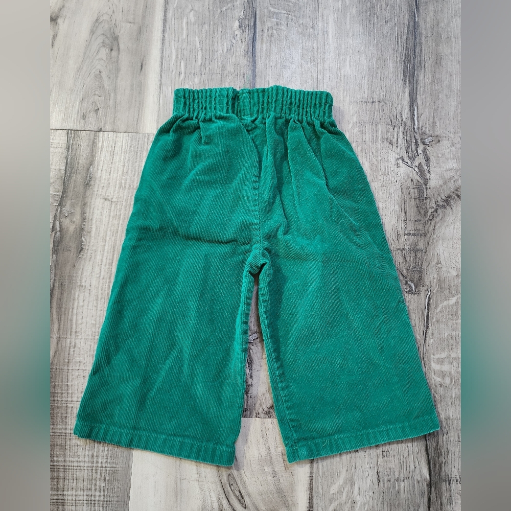 Green Vintage 1980's Corduroy Kids Pants - Elastic Waist